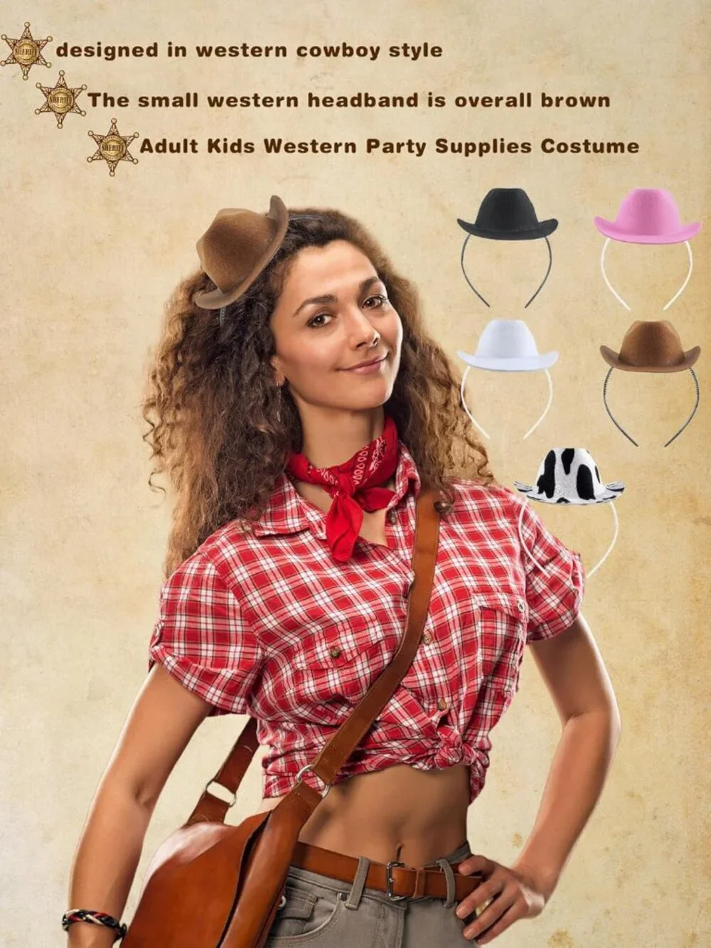 Kids White Plastic Western Cowgirl Cowboy Hat Headband 4 Pack